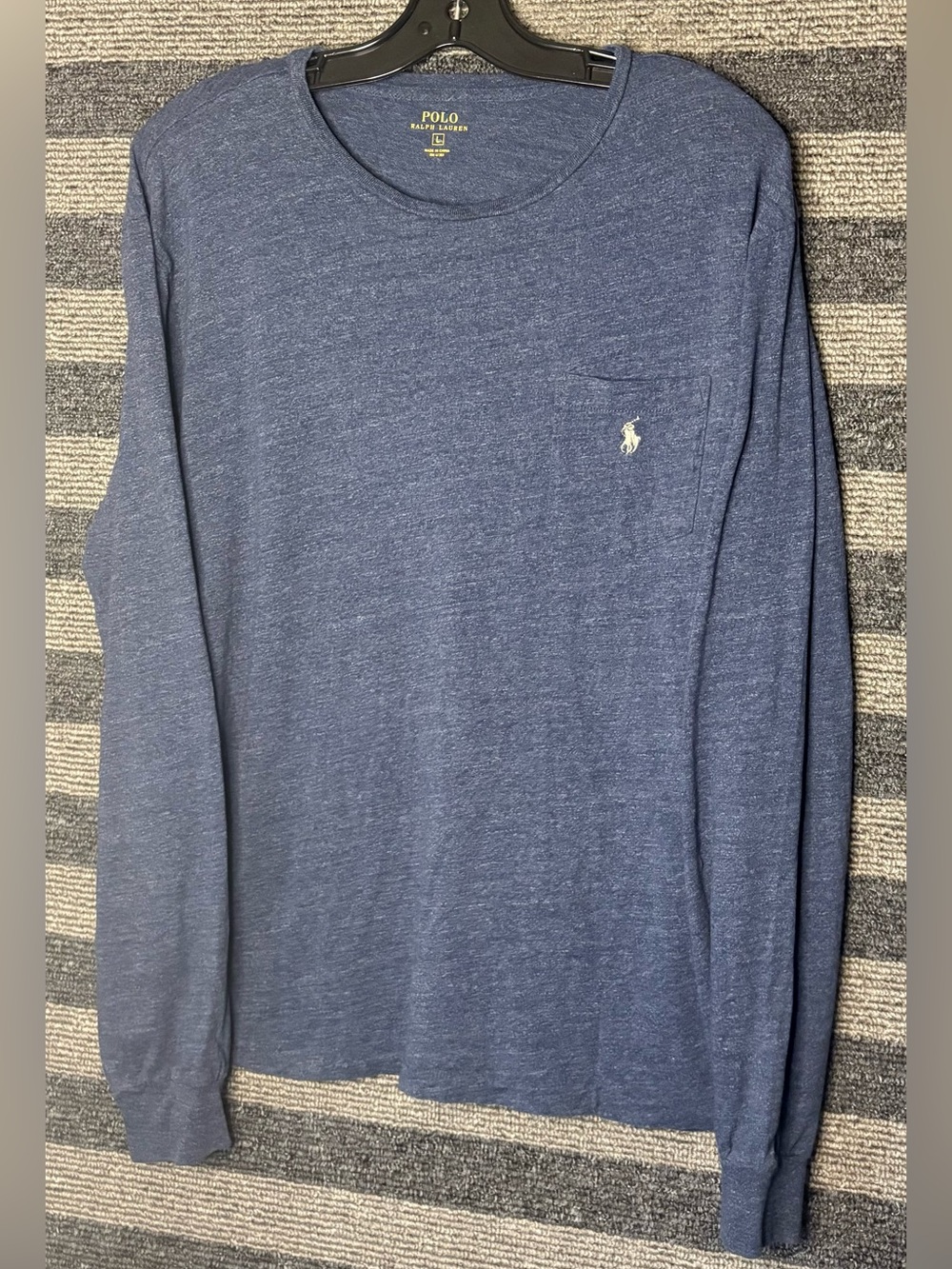 Polo Ralph Lauren Men's Long Sleeve T-Shirt Heather Navy Large EUC